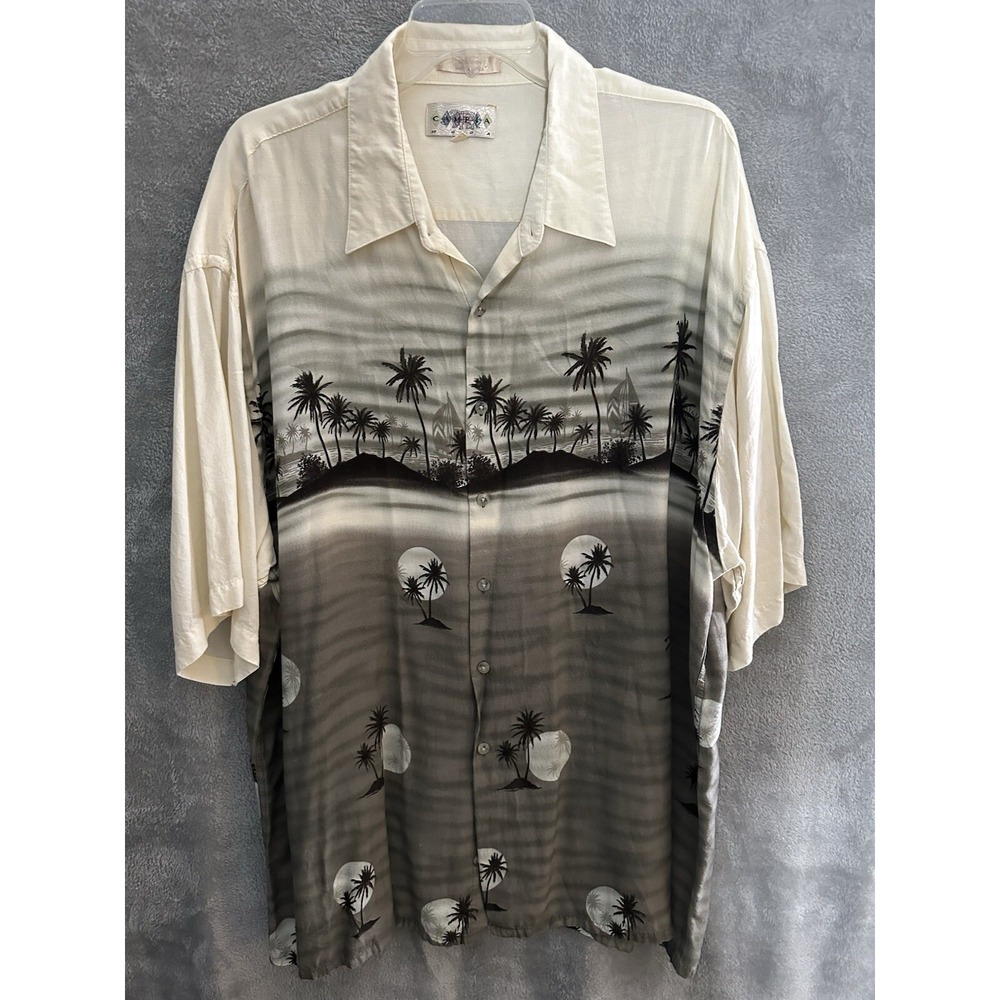 CAMPIA MODA Shirt Mens XXL Hawaiian Button Down Short Sleeve Rayon Palms Vintage